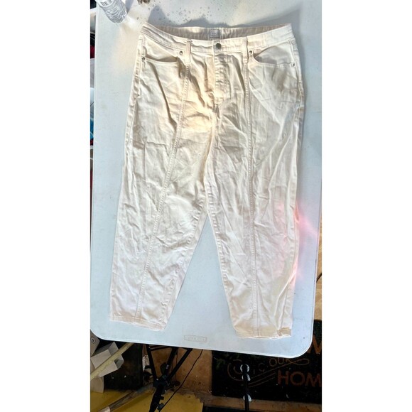 A New Day High-Rise Seamed Crop Jeans Cream 16/33R Straight Leg Neutral Denim - Picture 10 of 14